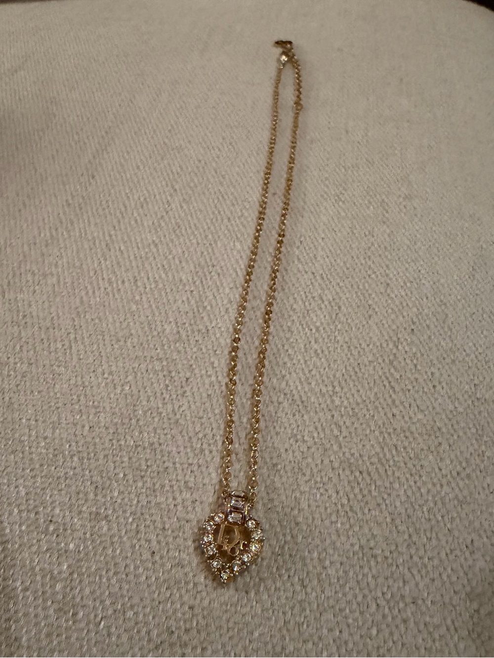 Dior Logo Gold Heart Pendant Necklace
